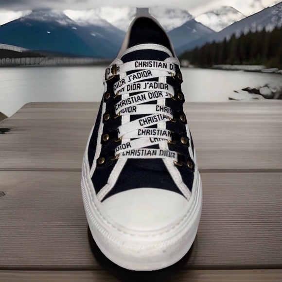 Christian Dior WalkN Dior Black Canvas Monochrome Women's Sneakers SZ 9 - Picture 5 of 15